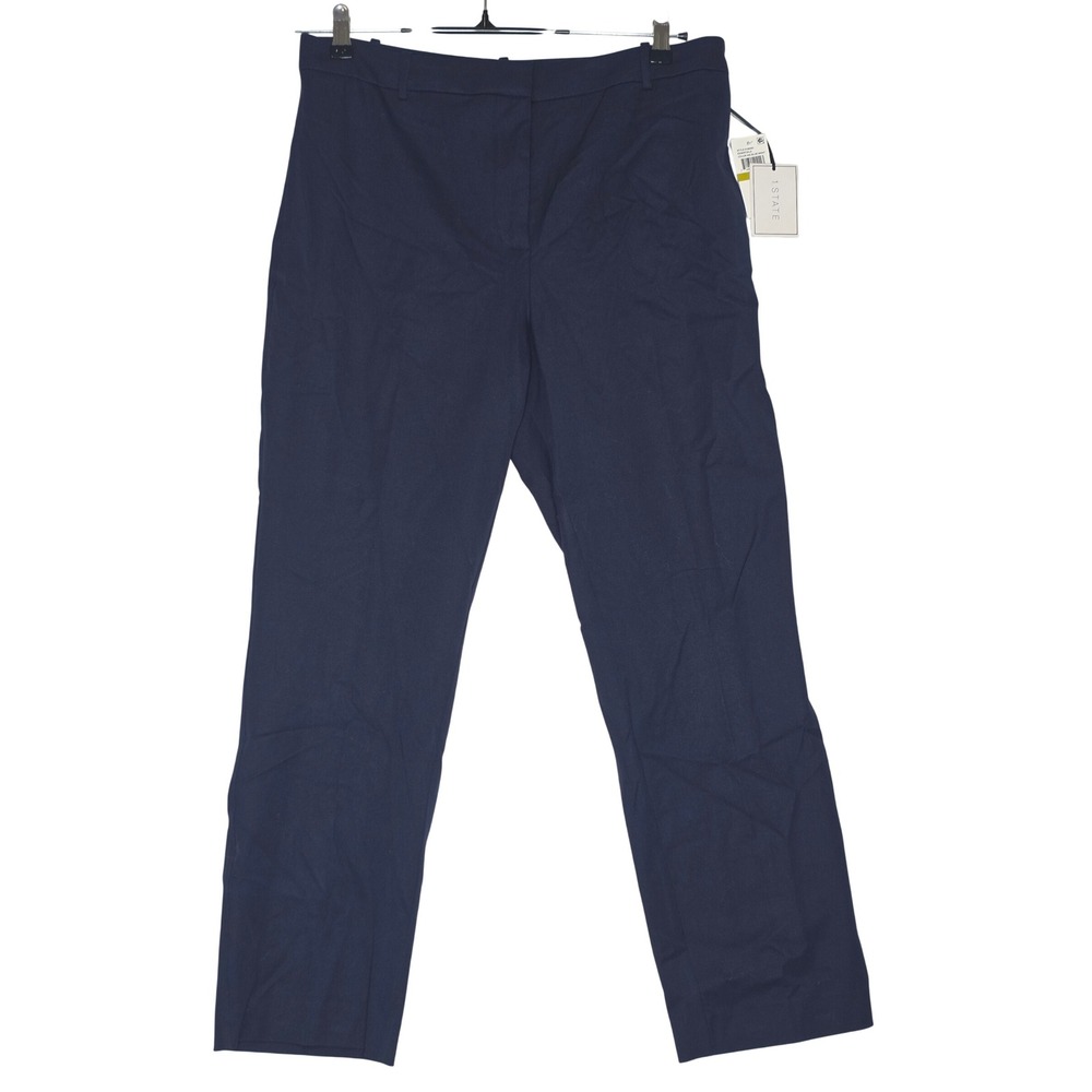 1.STATE NWT Blue Night Straight Leg Trousers Pants Sz14 Navy Work Office Career